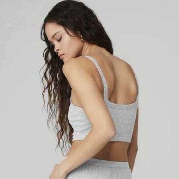 ALO Ribbed Crop Whispers Bra Tank Medium - Picture 2 of 6
